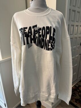 White 'Treat People With Kindness' Graphic Crewneck Sweater Harry Styles XXL